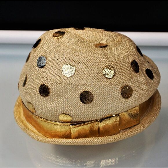 Bucket Hat Jami Exclusive Flapper Hat Mod Gold Polka Dot 1960 Union Label